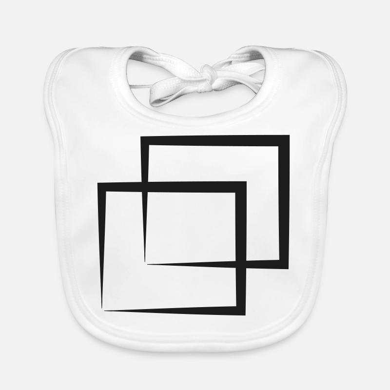 Square Geometry Pattern - Organic Baby Bibs - white
