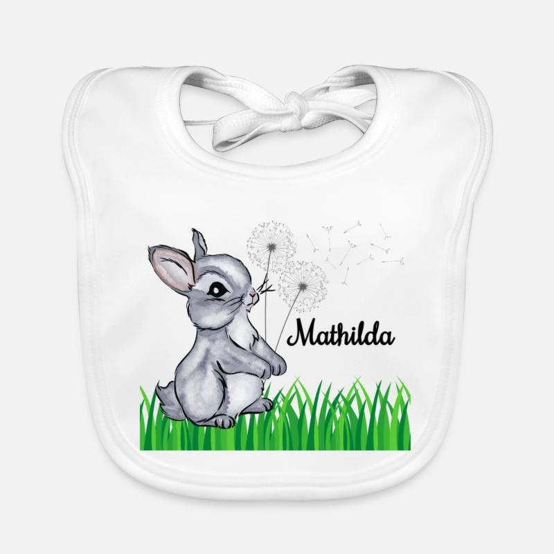 Namenstasse Kinder Hase Name Geschenk Mathilda Baby Bio-Lätzchen