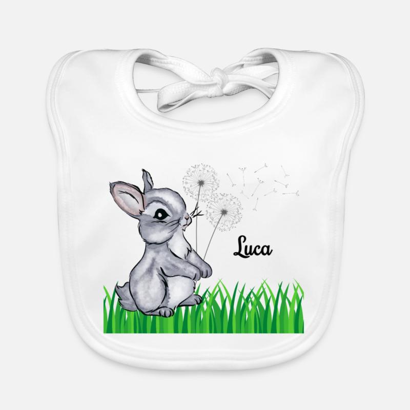 Name Cup Kids Rabbit Name Gift Luca Organic Baby Bibs