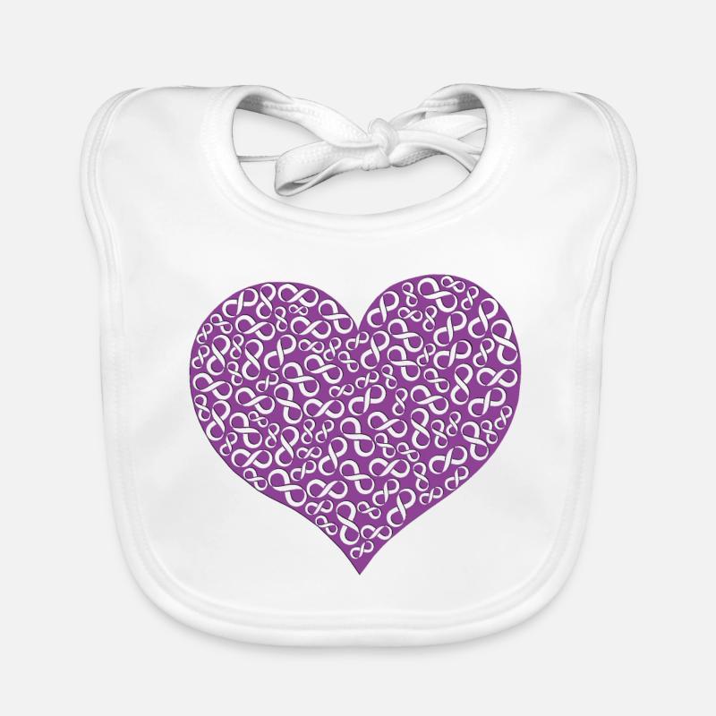 Coeur Infinity 3D - Violet - Bavoir bio Bébé - blanc