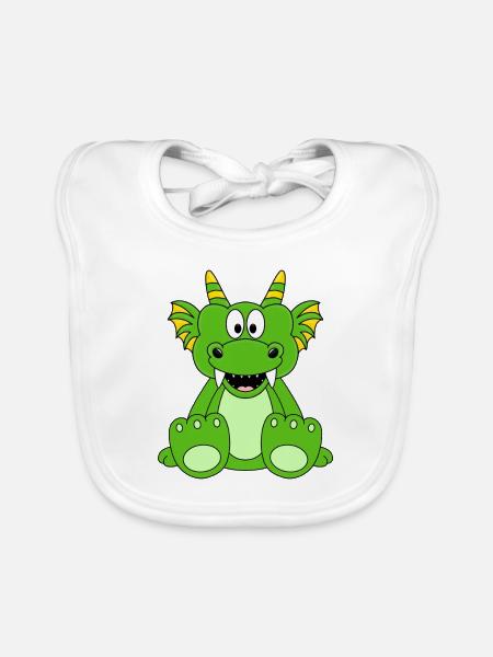 DRACHE - KINDER - BABY - Baby Bio-Lätzchen - Weiß