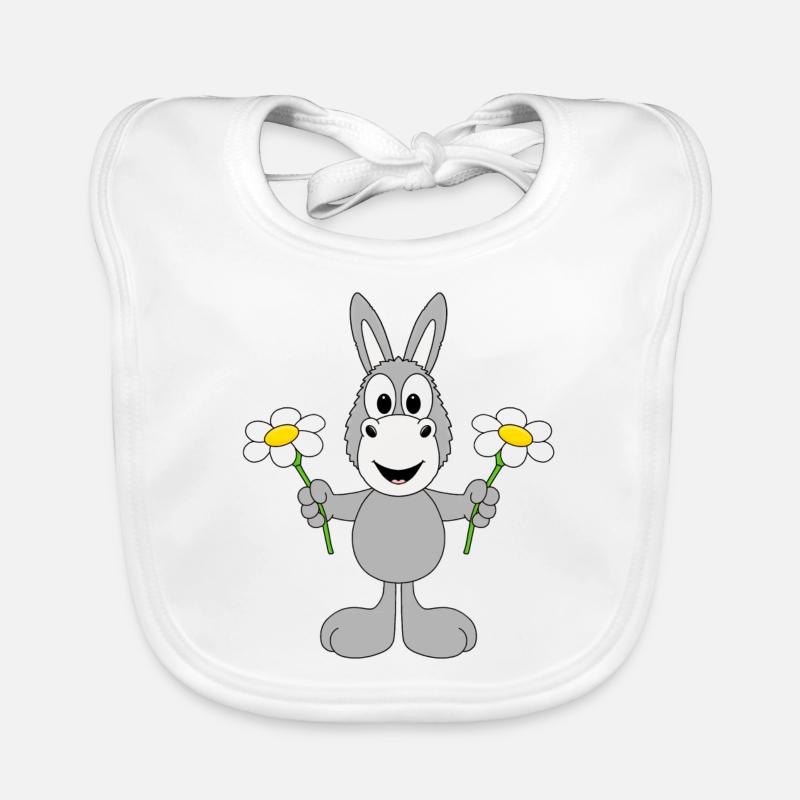 ESEL - BLUMEN - GESCHENK - LIEBE - LOVE - TIER - Baby Bio-Lätzchen - Weiß