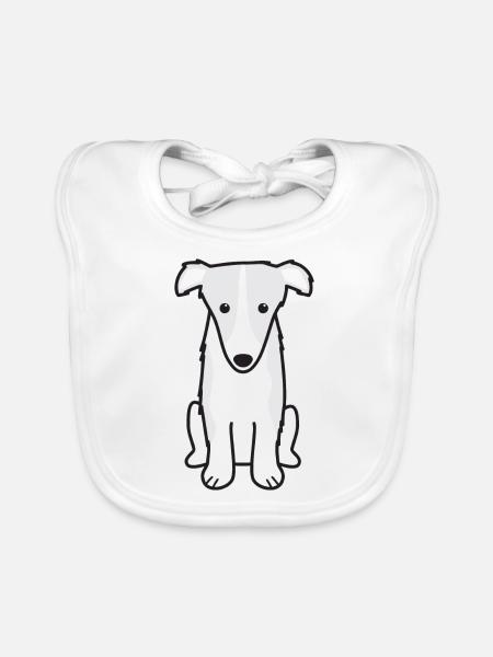Borzoi Hund Cartoon Kawaii Illustration - Baby Bio-Lätzchen - Weiß - Vorne