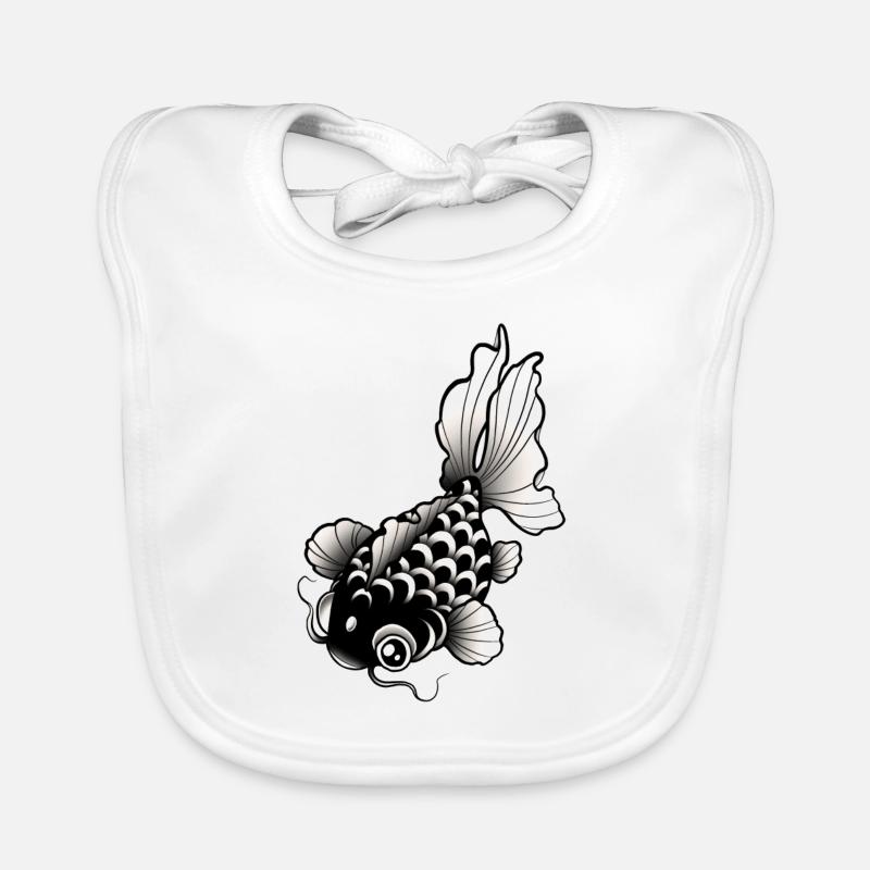 Poisson style tatouage / tattoo art - Bavoir bio Bébé - blanc