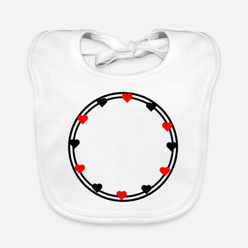 Hearts in round frame decoration Circular Organic Baby Bibs
