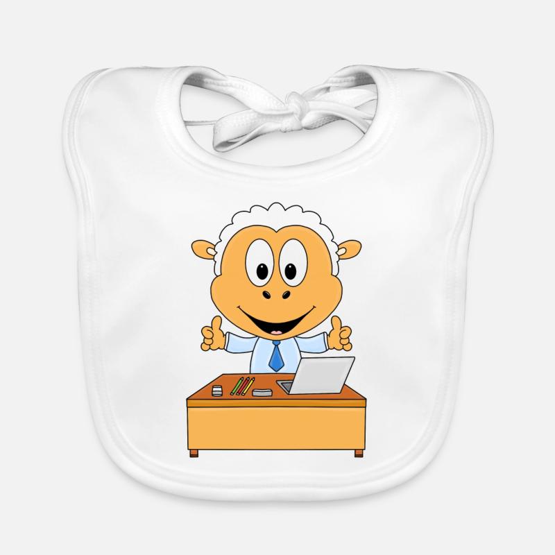 SCHAF - SCHREIBTISCH - ARBEIT - CHEF - MITARBEITER Baby Bio-Lätzchen