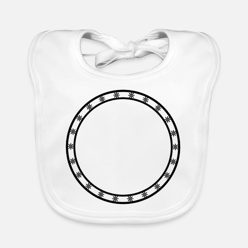 Black circle in snowflake decoration Organic Baby Bibs
