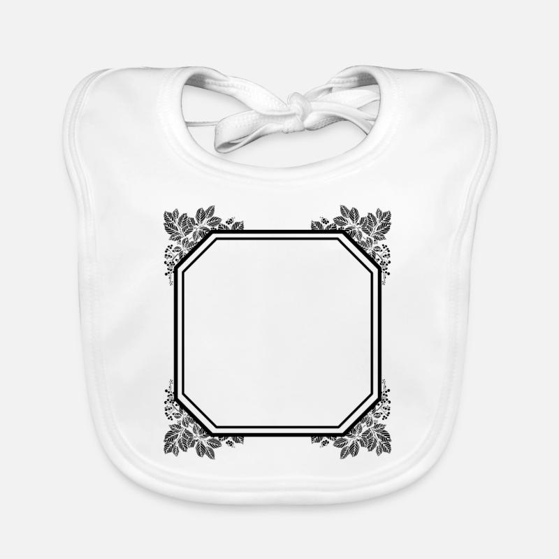 Cool square frame with leaves Organic Baby Bibs