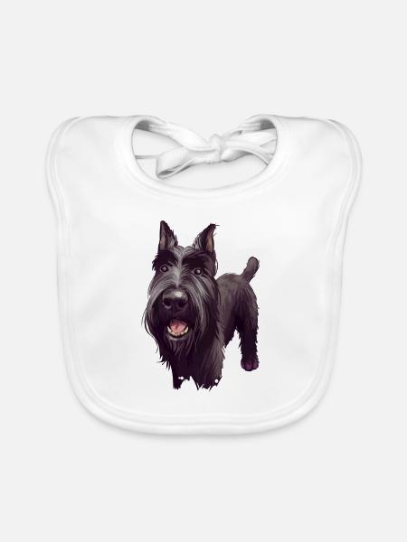 Mittelschnauze Standard Schnauzer Hund Illustration - Baby Bio-Lätzchen - Weiß - Vorne