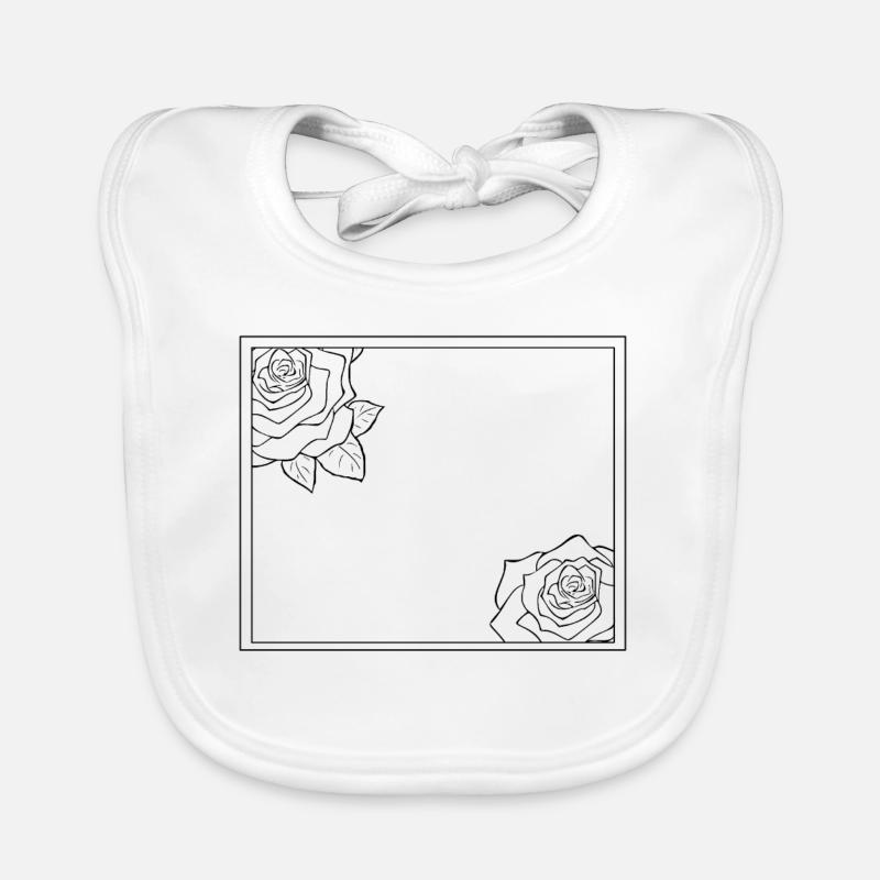 Rectangular frame with roses Organic Baby Bibs