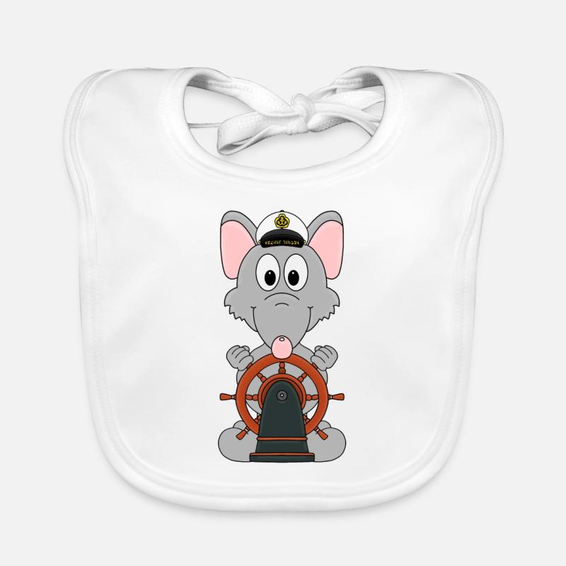 WASSERRATTE - KAPITÄN - RATTE - BOOT - SCHIFF Baby Bio-Lätzchen