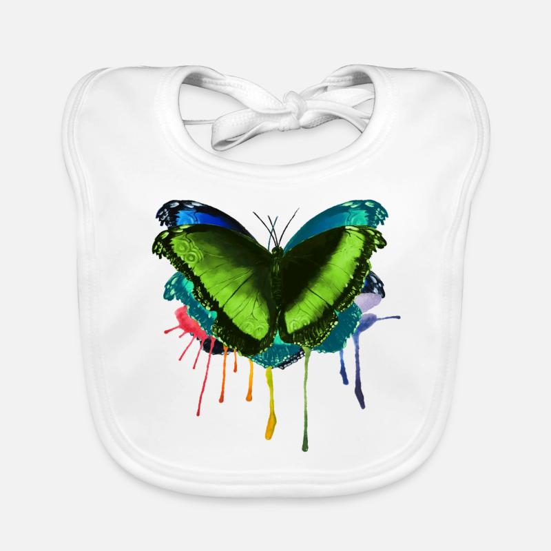 Papillon mouche arc-en-ciel colorée par Mme Peanut Bavoir bio Bébé