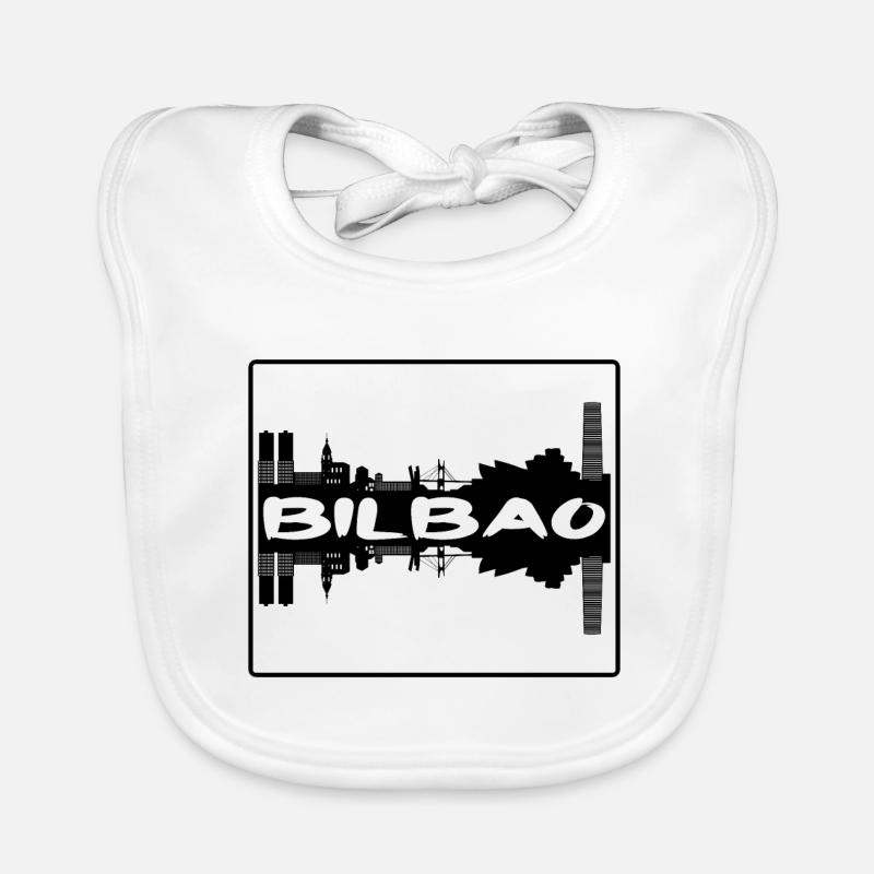 Bilbao Espagne Skyline Silhouette Souvenir de Voyage Bavoir bio Bébé