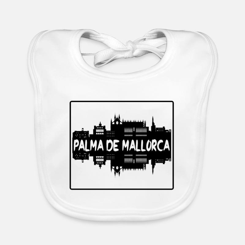 Palma de Majorque Espagne Skyline Silhouette Voyage - Bavoir bio Bébé - blanc