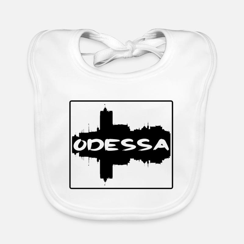 Odessa Ukraine Skyline Silhouette Souvenir de voyage Bavoir bio Bébé