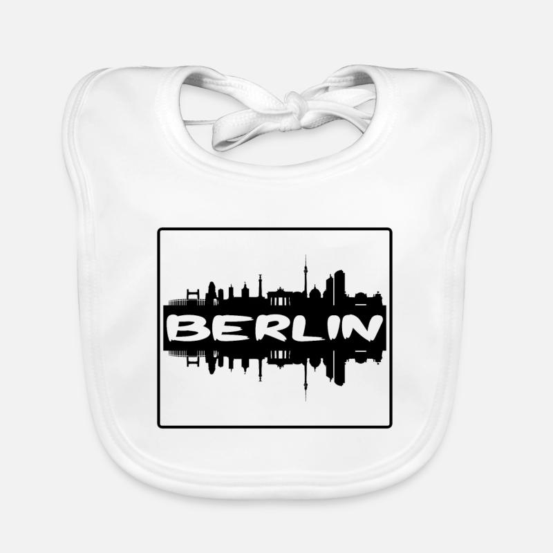 Berlin Germany Skyline Silhouette Travel Souvenir Organic Baby Bibs