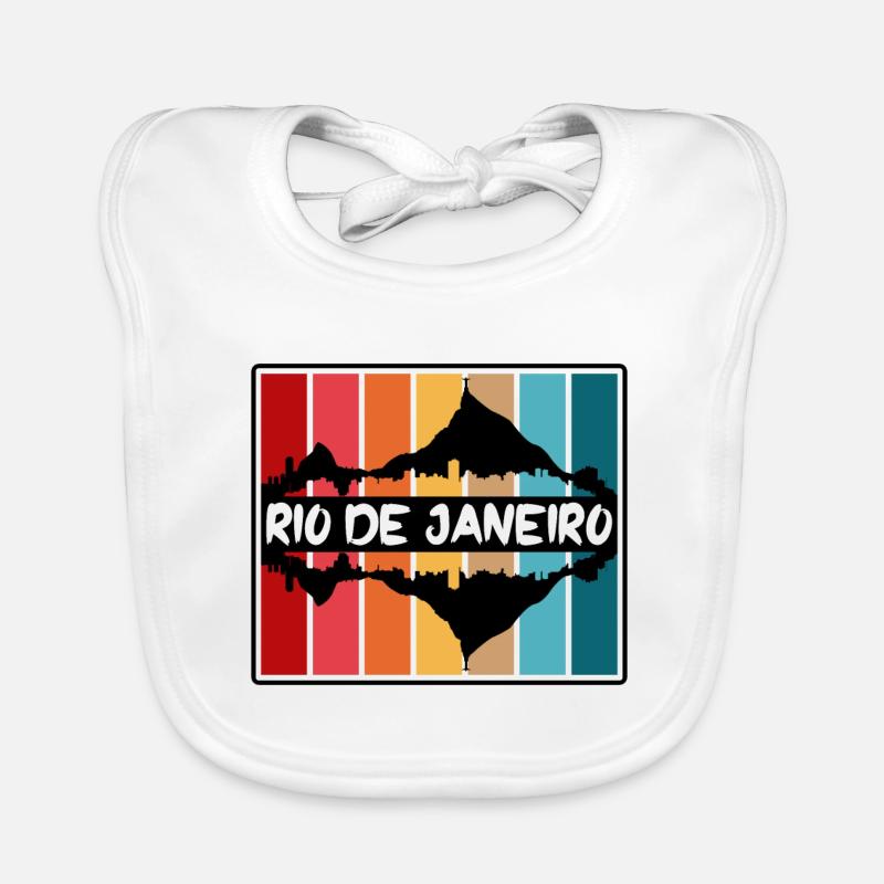 Rio de Janeiro Brésil Skyline Silhouette Voyage So - Bavoir bio Bébé - blanc