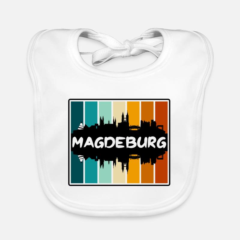 Magdeburg Germany Skyline Silhouette Travel Souven Organic Baby Bibs