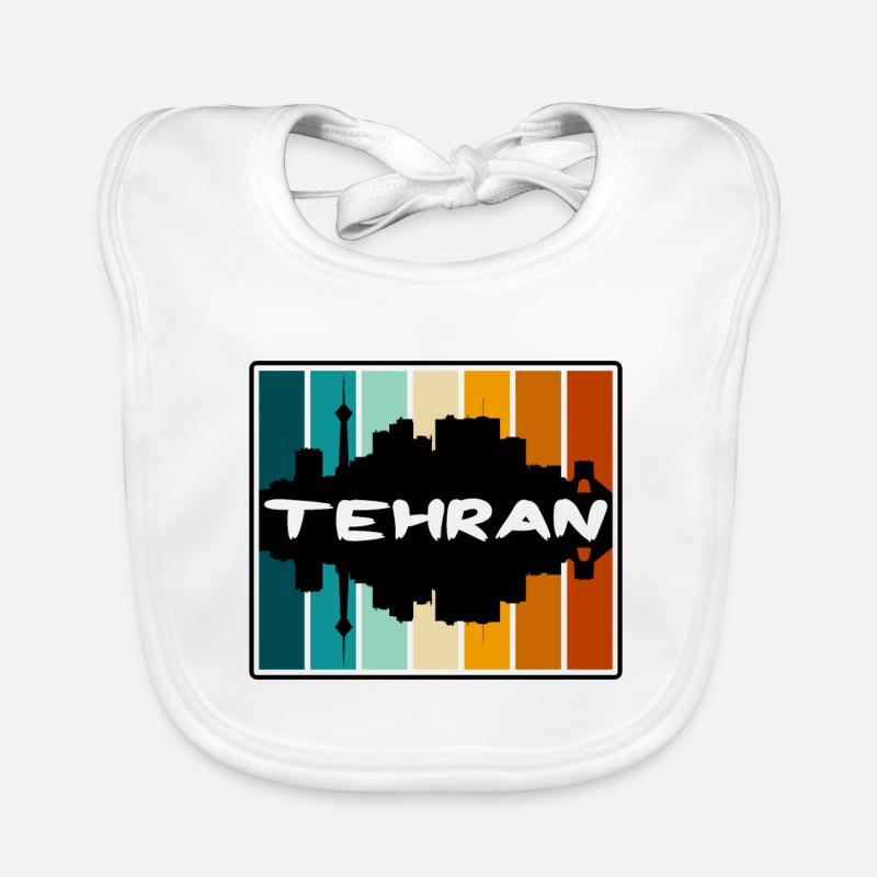 Tehran Iran Skyline Silhouette Travel Souvenir Organic Baby Bibs