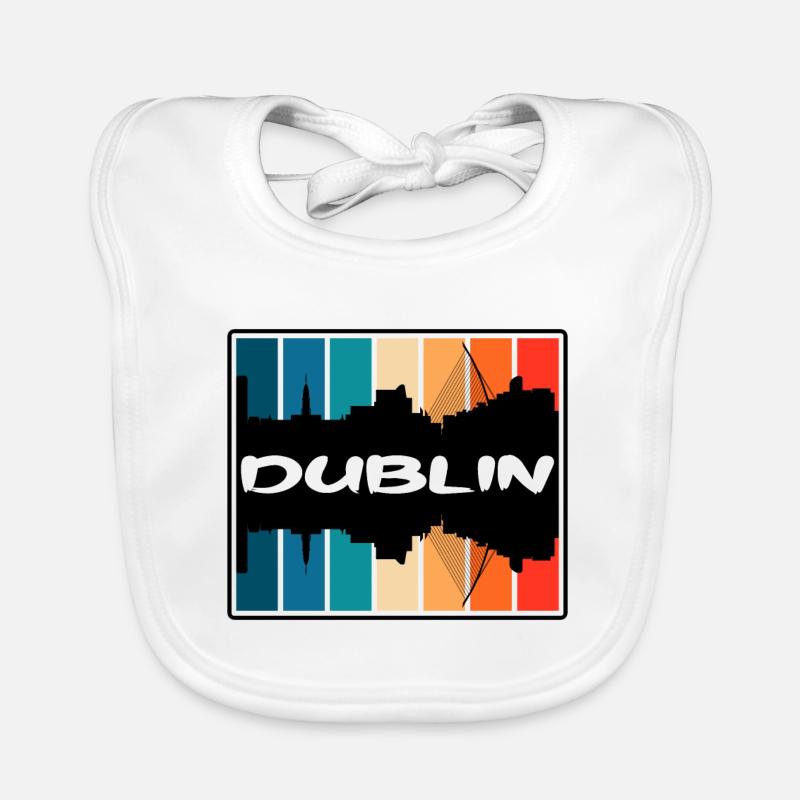Dublin Irlande Skyline Silhouette Souvenir de voyage Bavoir bio Bébé