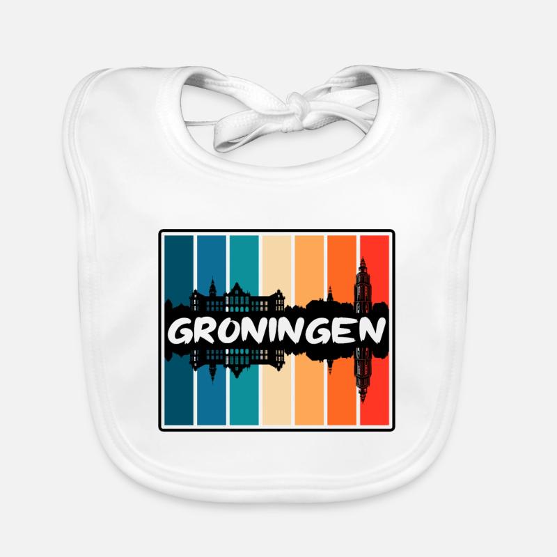 Groningen Netherlands Skyline Silhouette Travel So Organic Baby Bibs