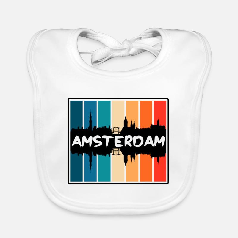 Amsterdam Pays-Bas Skyline Silhouette Voyage So Bavoir bio Bébé