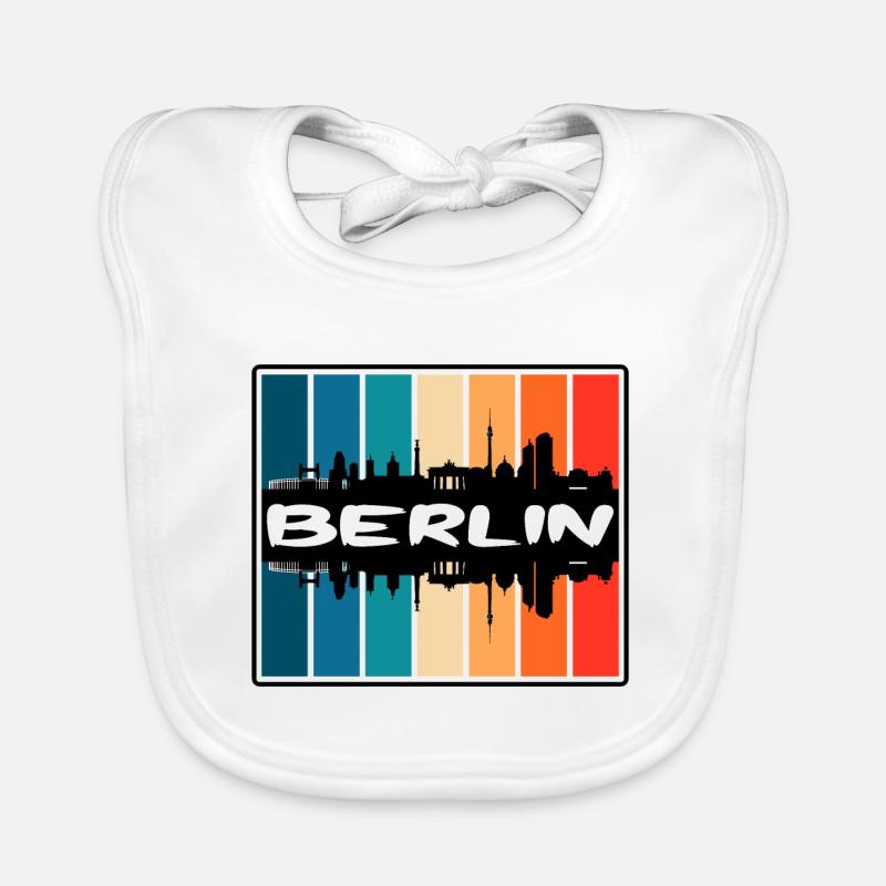 Berlin Germany Skyline Silhouette Travel Souvenir Organic Baby Bibs