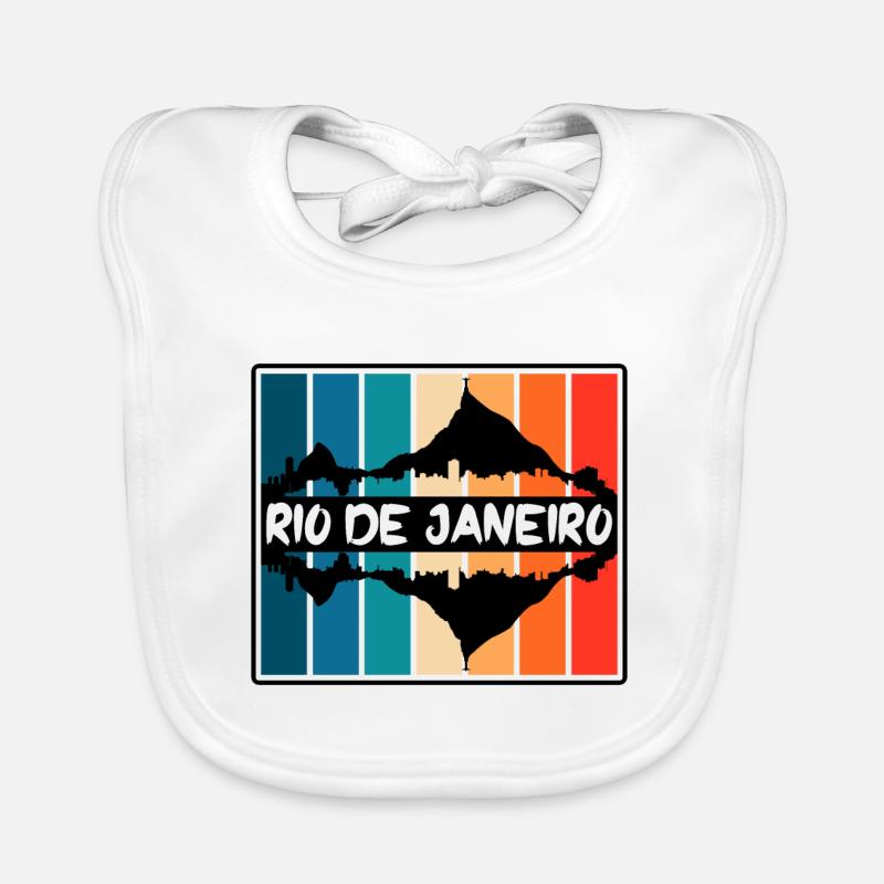 Rio de Janeiro Brésil Skyline Silhouette Voyage So - Bavoir bio Bébé - blanc