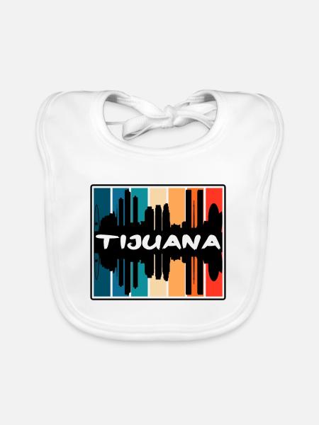 Tijuana Mexico Skyline Silhouette Travel Souvenir - Organic Baby Bibs - white - Front
