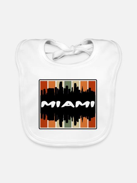 Miami Floride États-Unis Skyline Silhouette Voyage Souven - Bavoir bio Bébé - blanc - Devant