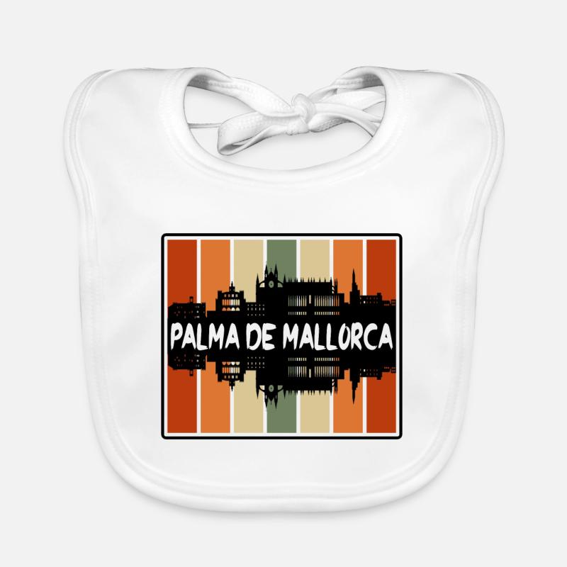 Palma De Mallorca Spain Skyline Silhouette Travel Organic Baby Bibs
