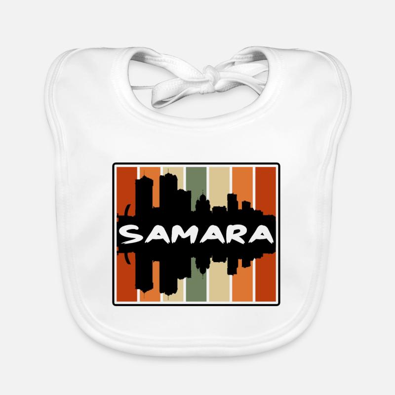 Samara Russie Skyline Silhouette Souvenir de voyage Bavoir bio Bébé