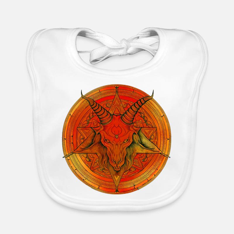 Pentagramm von einem Kopf aus Baphomet überragt Baby Bio-Lätzchen