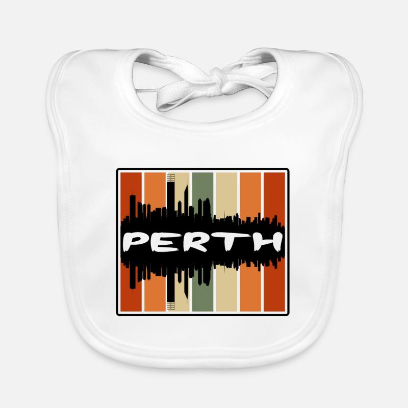 Perth Australie Skyline Silhouette Souvenir de voyage Bavoir bio Bébé