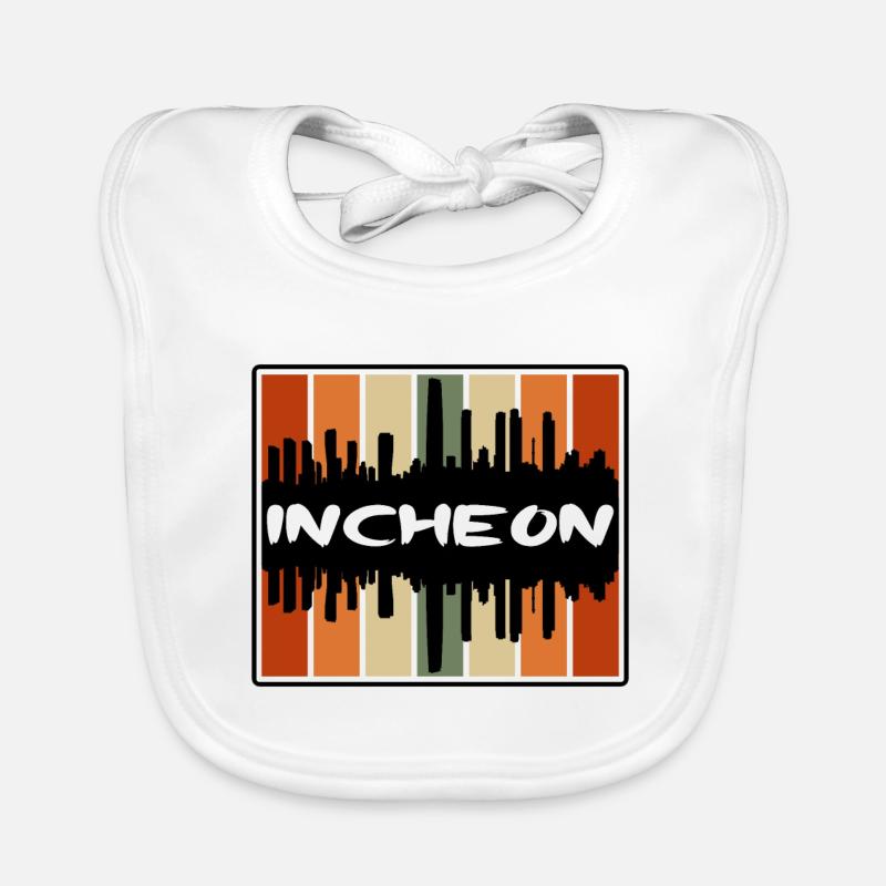 Incheon Corée du Sud Skyline Silhouette Travel Souv Bavoir bio Bébé