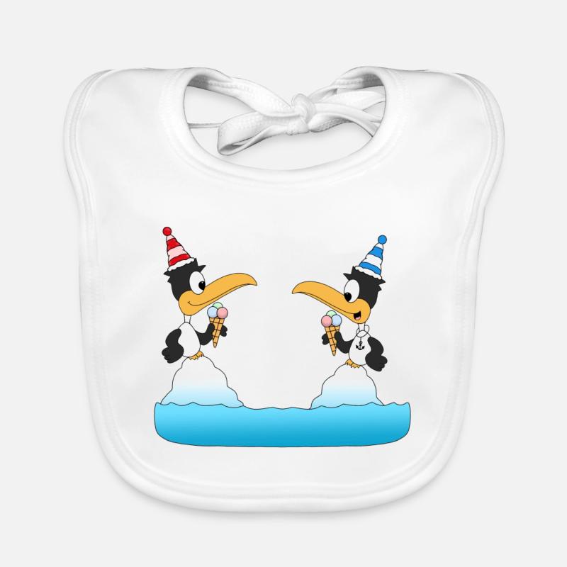 PINGUINE - EIS - TIERE - WINTER - LIEBE - LOVE Baby Bio-Lätzchen