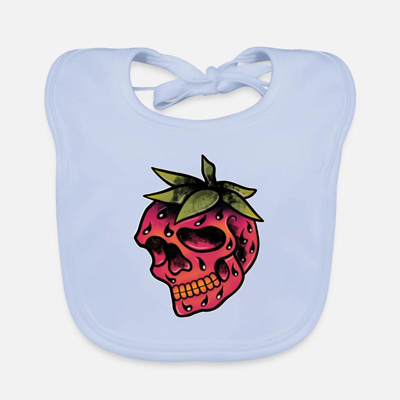 Skull fraise old-school trad. Bavoir bio Bébé
