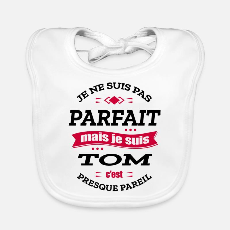 TOM PARFAIT - PRENOM TOM - Bavoir bio Bébé - blanc