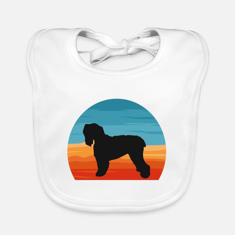 Noir Terrier Russe Chien Silhouette Rétro Coucher de Soleil Bavoir bio Bébé