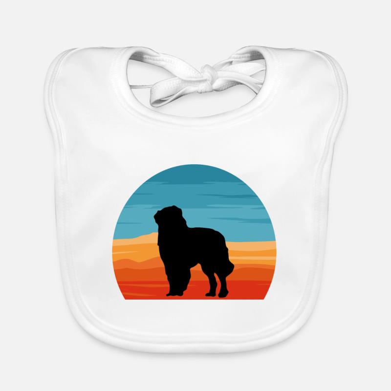 Carpathian Shepherd Dog Silhouette Retro Sunset Organic Baby Bibs