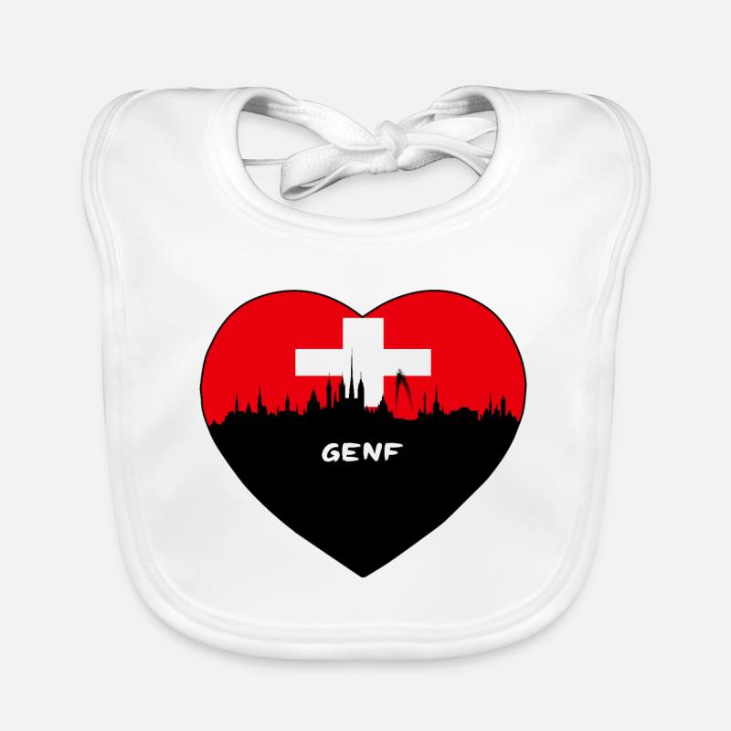 Genf Suisse Drapeau Skyline Voyage Souvenir Bavoir bio Bébé