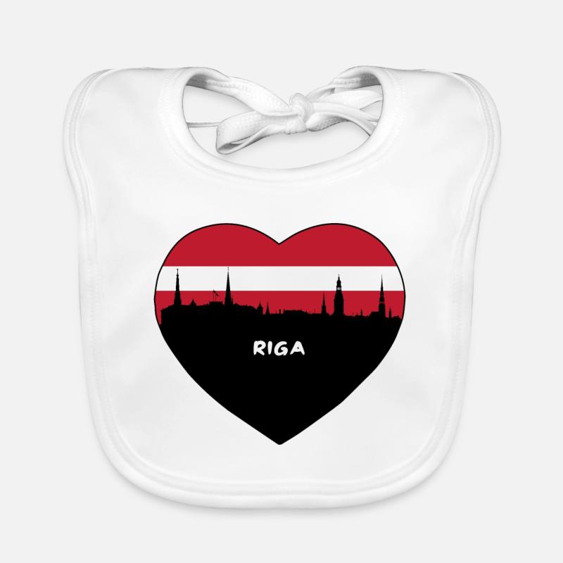 Riga Lettonie drapeau Skyline Souvenir de voyage Bavoir bio Bébé