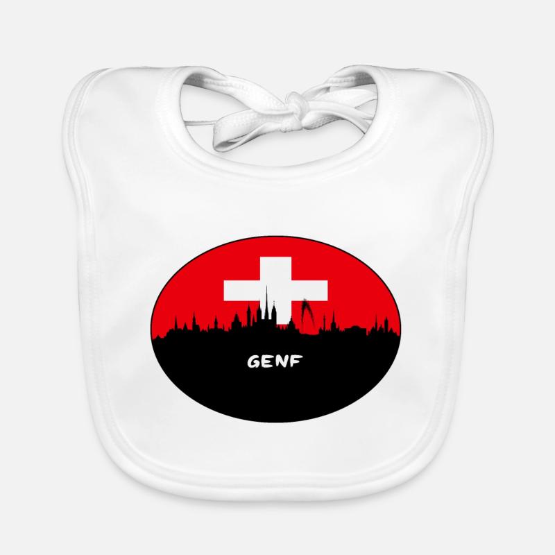 Genf Suisse Drapeau Skyline Silhouette Travel Bavoir bio Bébé