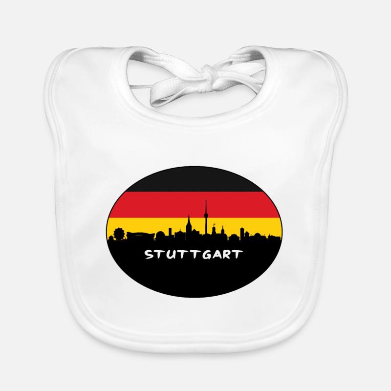Stuttgart Allemagne Drapeau Skyline Silhouette Travel Bavoir bio Bébé