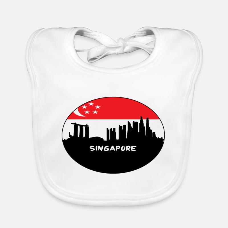 singapour, singapour, drapeau, horizon, silhouette, voyage Bavoir bio Bébé