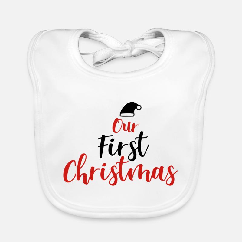 Our First Christmas Organic Baby Bibs