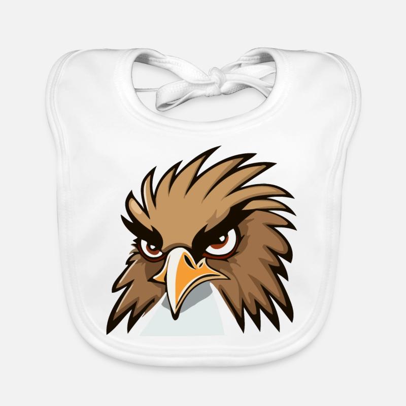 Funny Eagle Head Cartoon Illustration Organic Baby Bibs