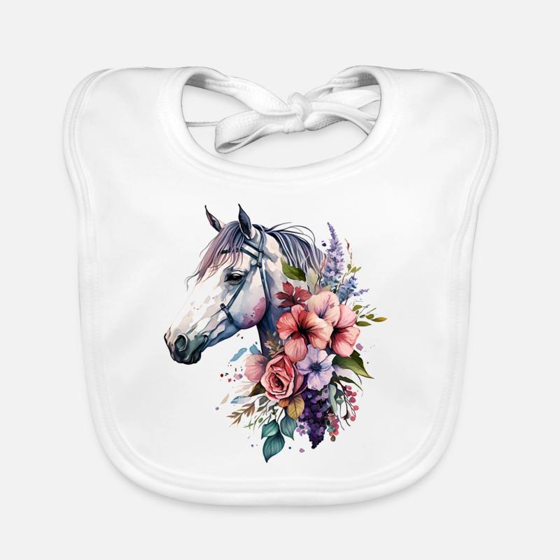 Pferd Boho Blumen Design Baby Bio-Lätzchen