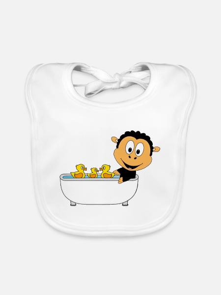 SCHAF - BADEN - BADEWANNE - BADEENTEN - TIER - Baby Bio-Lätzchen - Weiß