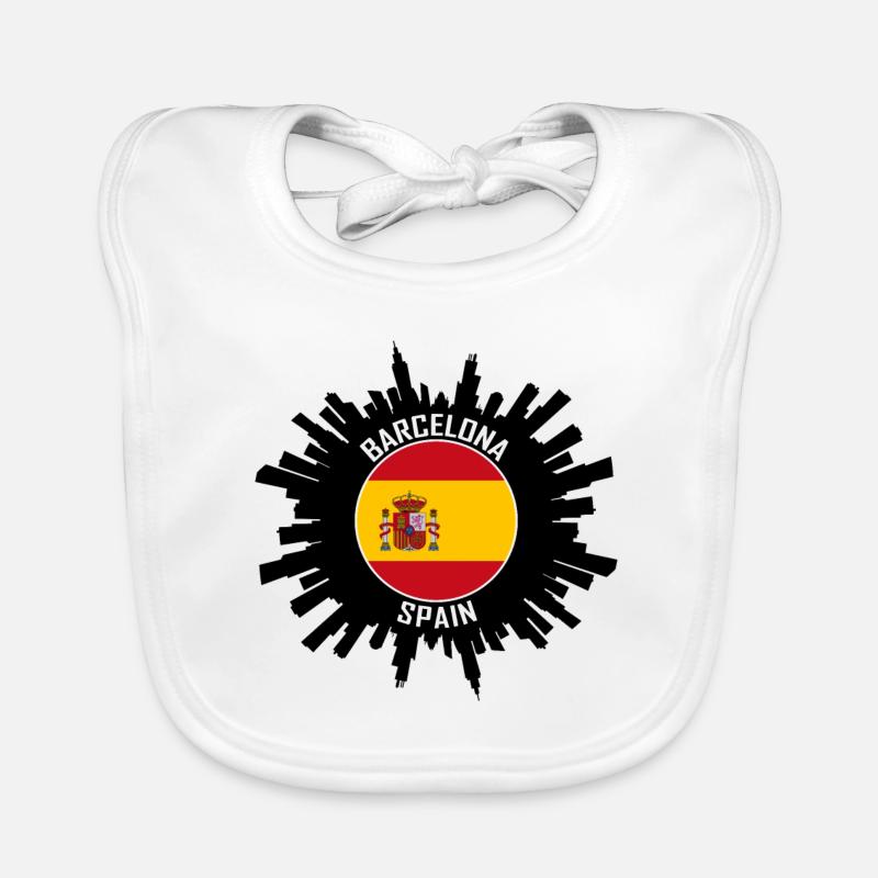 Barcelone Skyline Espagne Flag Souvenir de voyage Bavoir bio Bébé